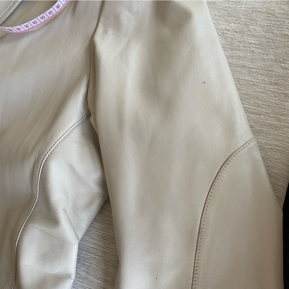 Pamela McCoy Leather Jacket Cream Size Large - Picture 14 of 16